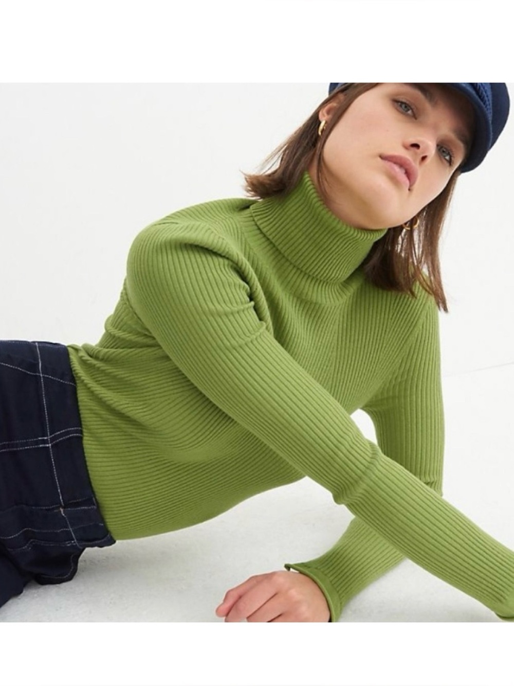 NWOT Anthropologie Maeve Parker Ribbed Turtleneck Sweater In Green Size Small